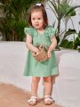 SHEIN Baby Girl's Dress With Small Angel Sleeves, Elegant Style