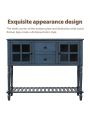 Sideboard Console Table with Bottom Shelf, Farmhouse Wood/Glass Buffet Storage Cabinet Living Room