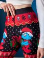 SHEIN X The Smurfs Cartoon & Christmas Print Leggings