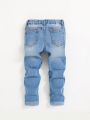 SHEIN Young Boy Ripped Frayed Cat Scratch Jeans