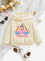 Baby Girl Unicorn & Letter Graphic Hoodie