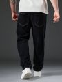 Men Plus Solid Straight Leg Jeans