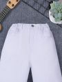 Boys' Basic White Loose Comfortable Denim Shorts For Casual Wear