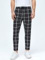 Manfinity Men Plaid Drawstring Waist Tapered Pants