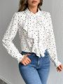 SHEIN Privé Ruffle Heart Embellished Collar Shirt