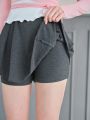 SHEINNeu Balletcore Bow Solid Ruffle Hem Skort Summer Women Clothes