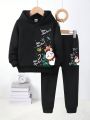 Toddler Boys' Hooded Fleece Christmas Printed Sweater And Sweatpants Set