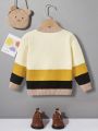 Baby Boy Bear Patched Colorblock Cardigan