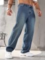 Manfinity Men's Straight Leg Jeans With Diagonal Side Pockets