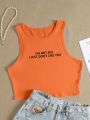 Slogan Graphic Crop Tank Top