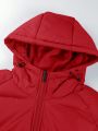 Manfinity Homme Men's Red Stitching Casual Hooded Padded Coat