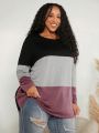 SHEIN CURVE+ Plus Colorblock Drop Shoulder Tee