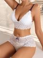 SHEIN Lace V-Neck Women'S Lingerie Set