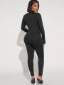 Asavvy High Neck Ripped Cut Out Unitard Jumpsuit