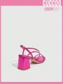 Cuccoo Everyday Collection Woman Shoes  Valentine Day Sling Back Detail Hot Pink Chunky Heel Sandals