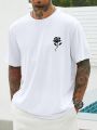 Extended Sizes Men's Large Size Rose Print T-shirt