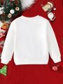 Young Girl Christmas Print Drop Shoulder Sweatshirt