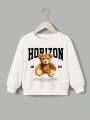 Baby Boys' Casual Cartoon Pattern Long Sleeve Round Neck Sweatshirt Suitable For Autumn And Winter