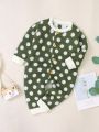 Baby Girls' Polka Dot Pattern Button-up Cardigan Jumpsuit