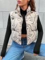 Amy Suther 1pc Figure Graphic Zip Up Vest Puffer Winter Coat