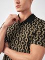 Manfinity Homme Men's Knitted Casual Short Sleeve Polo Shirt With Chain Pattern