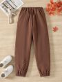 SHEIN Kids EVRYDAY Boys' Solid Color Thickened Long Pants (for Ages 8-16)