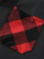 Men's Simple Red And Black Plaid Shirt & Pants Set