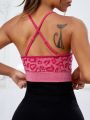 Yoga Sxy Leopard Crisscross Back Sports Bra