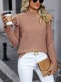 SHEIN LUNE Mock Neck Ruffle Trim Decor Long Sleeve T-Shirt