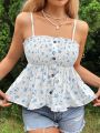 SHEIN WYWH Vacation Style Studded Button Decoration Camisole Top For Women