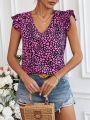 Ladies' All Over Heart Print V-Neck Blouse