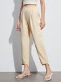 SHEIN BIZwear Ladies' Solid Color Elastic Waist Tapered Pants