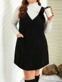 SHEIN LUNE Plus Size Solid Color Overall Dress