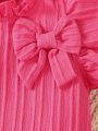 Baby Girl Bow Front Ruffle Trim Smock Dress