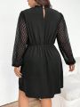 SHEIN Frenchy Plus Size Black Lace Lantern Sleeve Dress