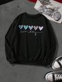 Plus Heart & Letter Graphic Thermal Lined Sweatshirt