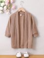 Girls solid color casual knitted cardigan spring and autumn fashion children's jacket