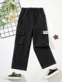 SHEIN Kids EVRYDAY Boys' (Little) Zipper Detail Workwear Pants