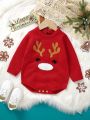 Baby Girl Christmas Elk Pattern Knit Bodysuit