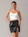 ROZ Melted Pearls Pleather Skirt