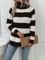 SHEIN LUNE Leisure Women's Color Block Drop Shoulder Sweater