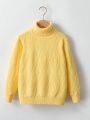 Girls' (large) Solid Color High-neck Casual Sweater