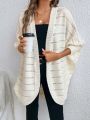 SHEIN Frenchy Striped Pattern Batwing Sleeve Duster Cardigan