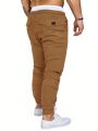 Men Patched Detail Drawstring Waist Pants