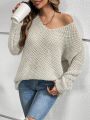 SHEIN Frenchy Women's Long Sleeve Hollow Out Sweater