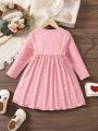 Toddler Girls' Love Heart Printed Long Sleeve Dress
