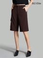 SHEIN BIZwear Women's Solid Color Cargo Knee-Length Shorts