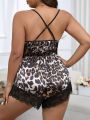 Plus Size Sexy Leopard Print Romper Pajamas