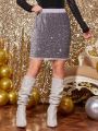 Teen Girl Elastic Waist Sequin Skirt