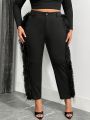 SHEIN SXY Women's Plus Size Patchwork Plush Side Stitching Tapered Pants